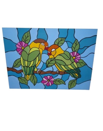 🦜🎨 Juego de Individuales x 4 en Técnica Imitación Vitral
