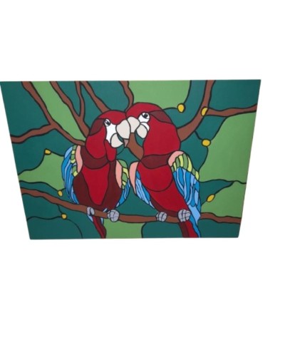 🦜🎨 Juego de Individuales x 4 en Técnica Imitación Vitral