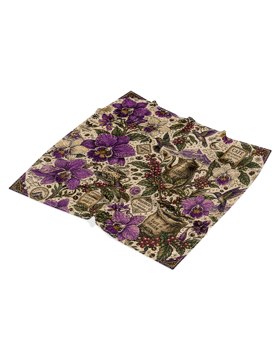 Pañoleta Café Orquídea Colombiana 70x70 | Diseño Exclusivo Hecho en Colombia