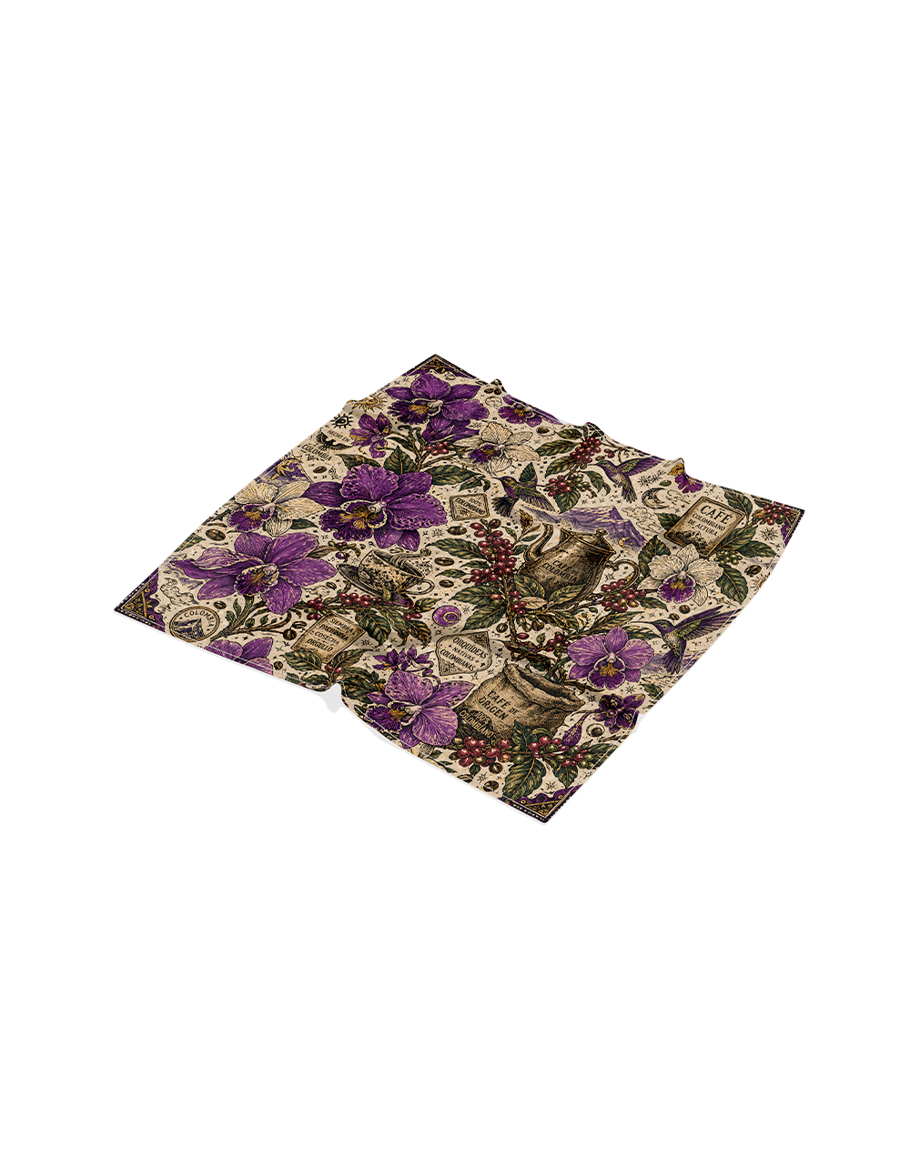 Pañoleta Café Orquídea Colombiana 70x70 | Diseño Exclusivo Hecho en Colombia