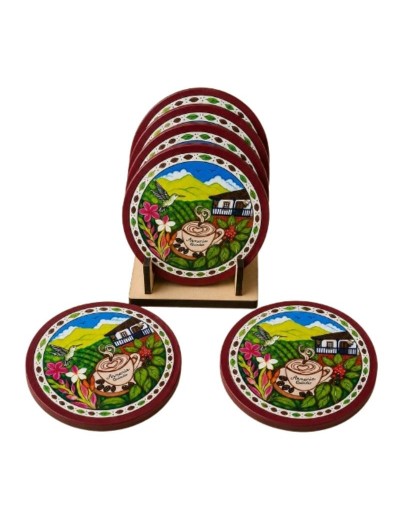 ☕🦜 Juego de Portavasos Armenia Quindío – Diseño Inspirado en Técnica Country