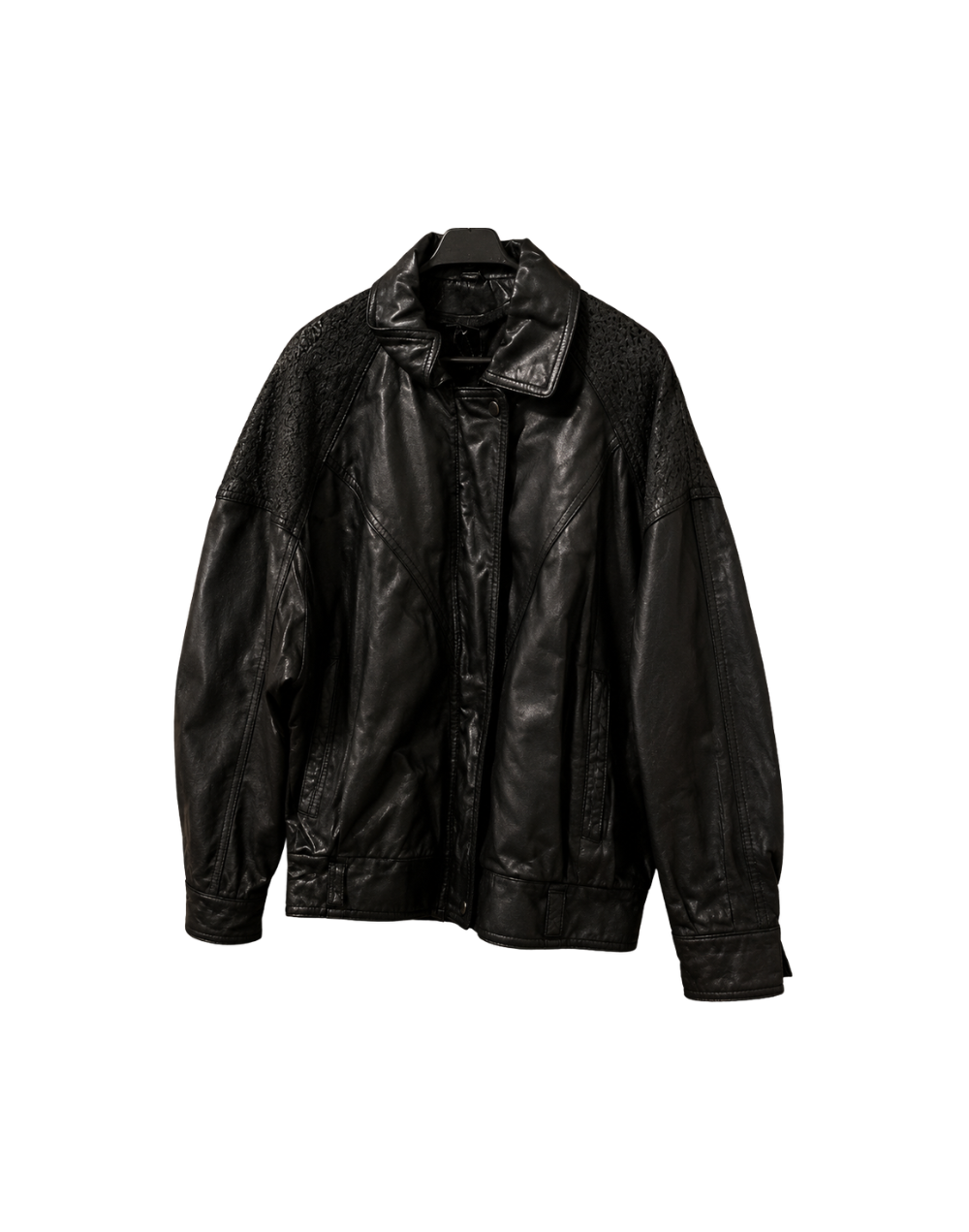 Chaqueta Cuero negra hombros diferentes 