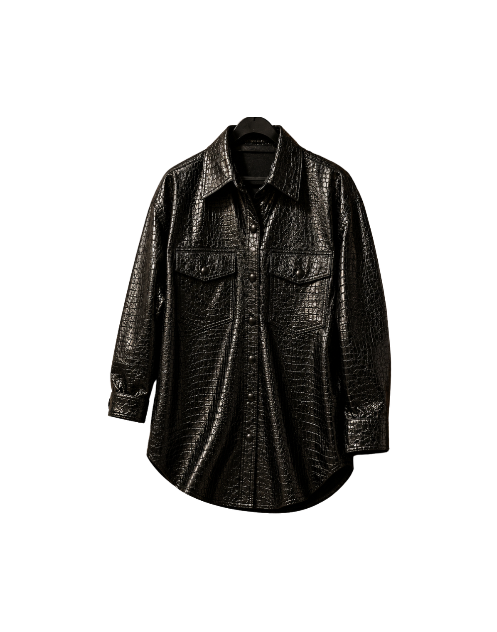 Chaqueta Cuerina animal print negra 