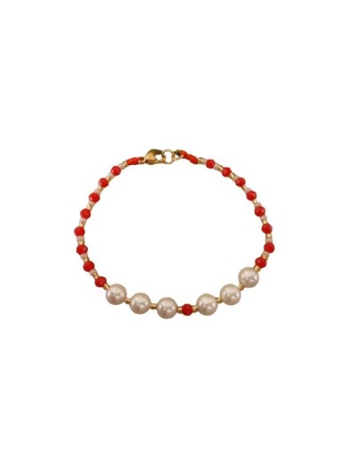 PULSERA EN HILO Y PERLAS