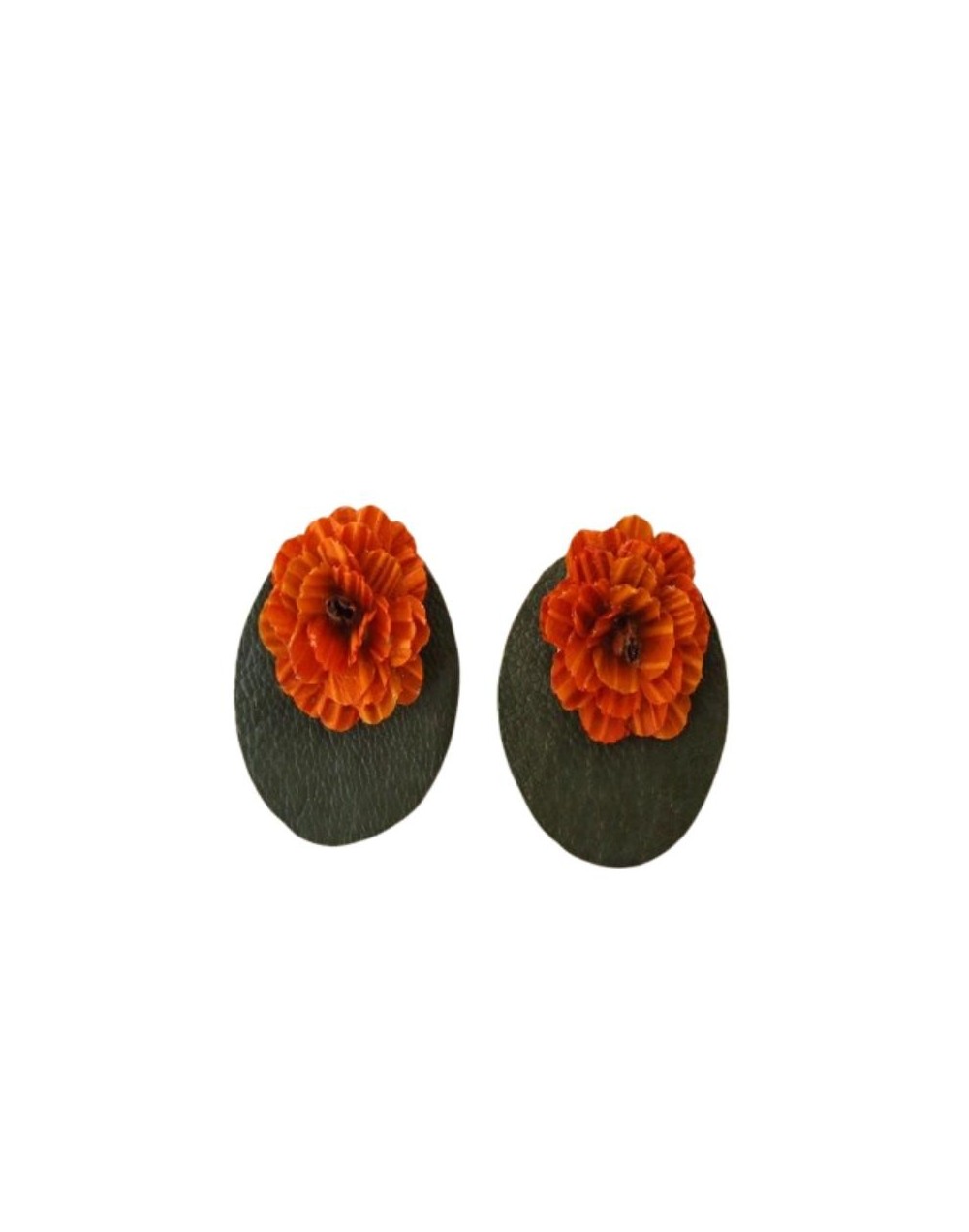 ARETES EN CUERO Y AMERO COLOR TERRACOTA