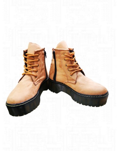 Botas Cortas  Botines con plataforma tipo Martens color miel