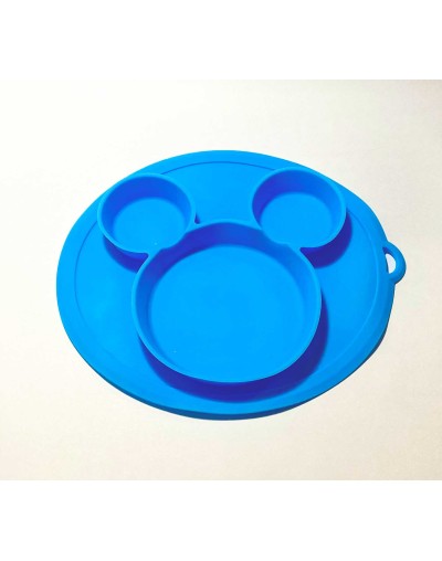 Plato en Silicon diseño de Mickey Mouse  Azul