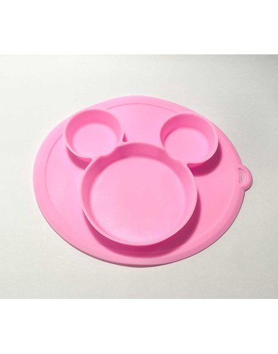 Plato en Silicon diseño de Mickey Mouse  Rosado