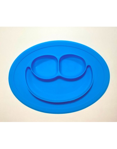 Plato en Silicon diseño carita feliz  Azul