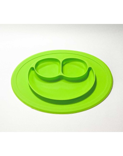 Plato en Silicon diseño carita feliz  verde