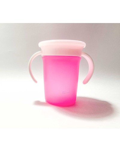 Vasos entrenador antiderrame 360º giratorio 7 onza  fucsia