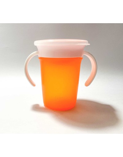 Vasos entrenador antiderrame 360º giratorio 7 onza  naranja