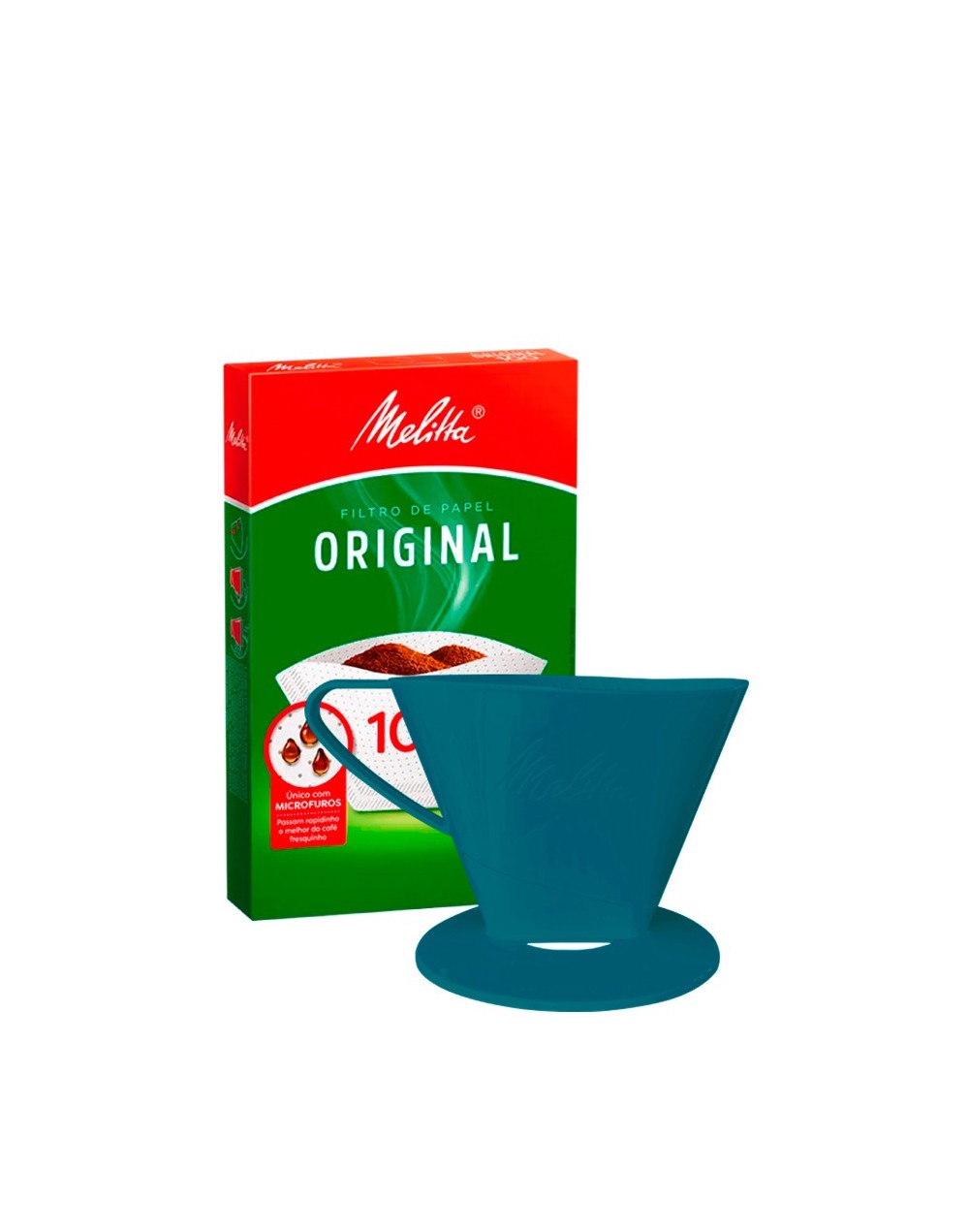 Portafiltro melitta Azul Petróleo tamaño 100 con 30 filtros