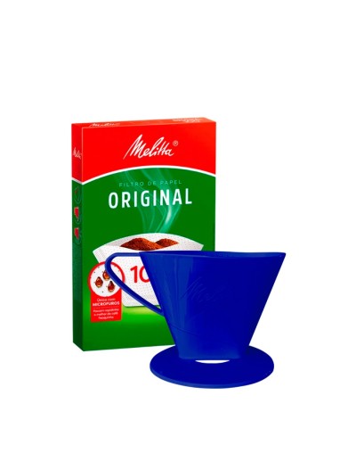 Portafiltro melitta azul oscuro tamaño 100 con 30 filtros