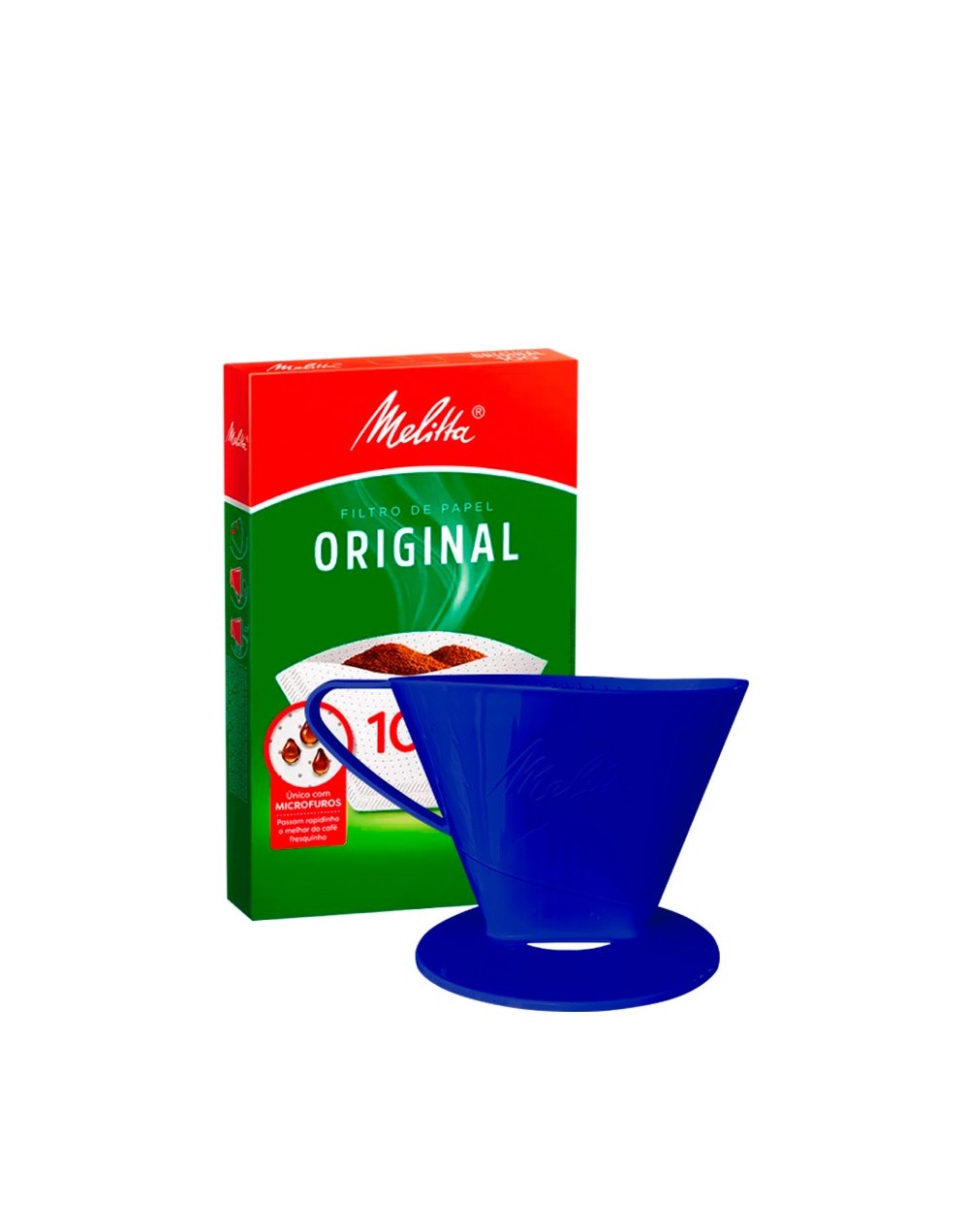 Portafiltro melitta azul oscuro tamaño 100 con 30 filtros