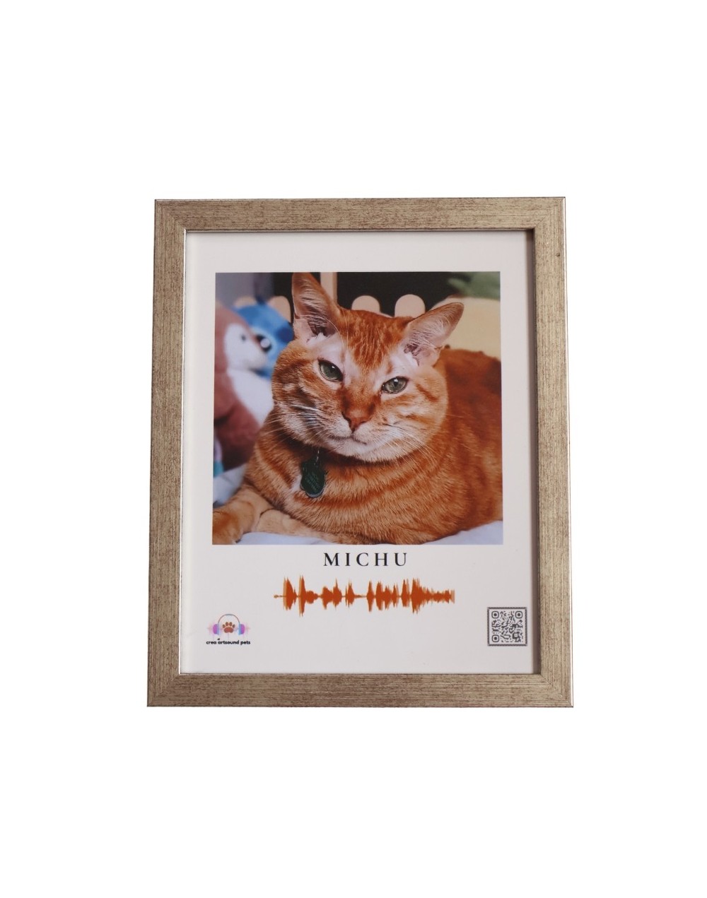Marco Plata con Onda Sonora y QR — Arte Personalizado Bogotá | Crea Artsound Pets