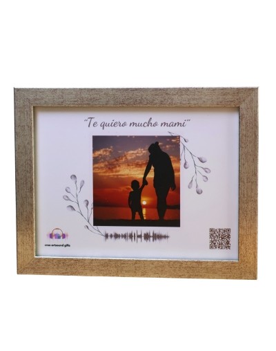  Marco color plata con Onda Sonora y QR — Regalo Personalizado Bogotá | Crea Artsound Gifts