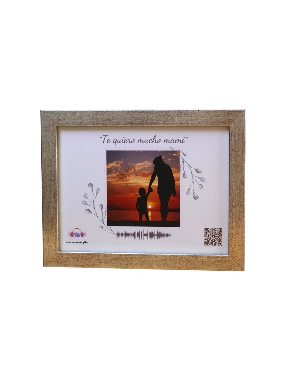  Marco color plata con Onda Sonora y QR — Regalo Personalizado Bogotá | Crea Artsound Gifts