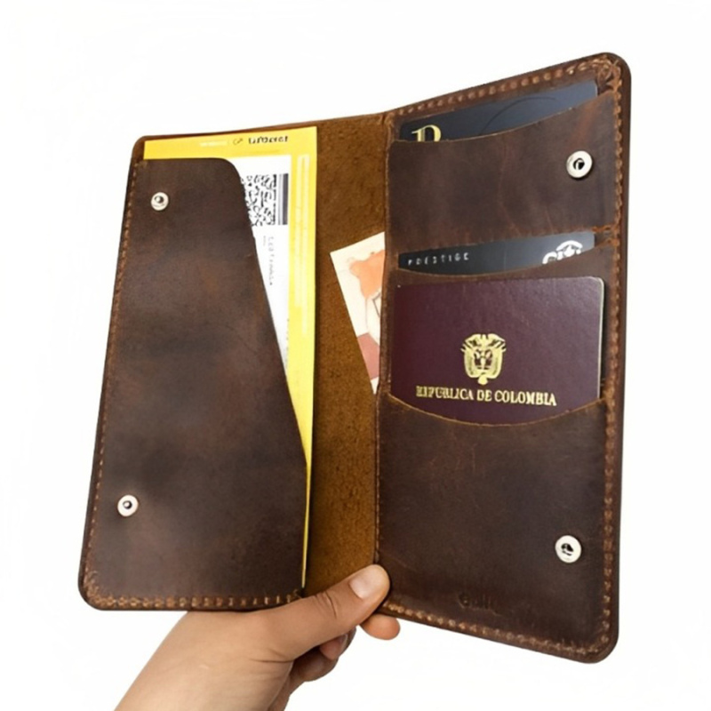 Porta pasaporte e2 cafe envejecido