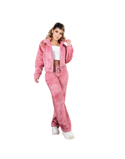 Conjunto Chaqueta Teddy Rosa - Eclime