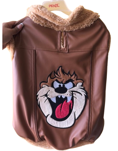 Chaqueta en cuerina café