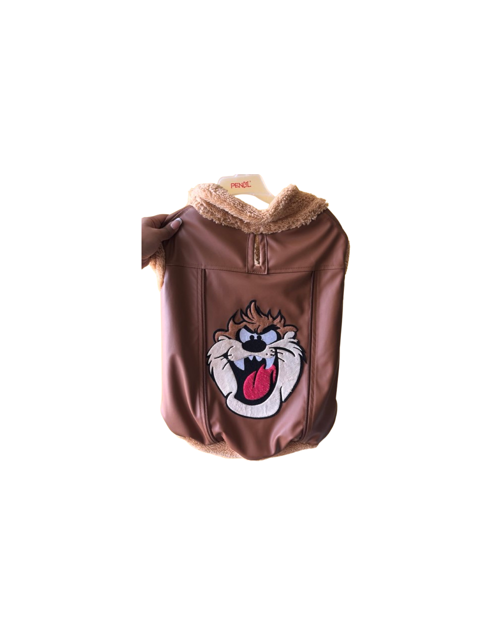 Chaqueta en cuerina café