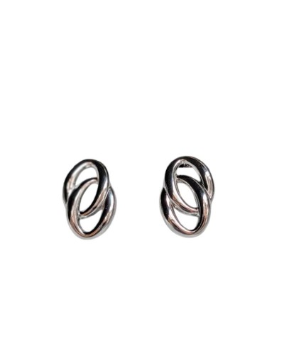 Aretes Ovalos Plateados Entrelazados