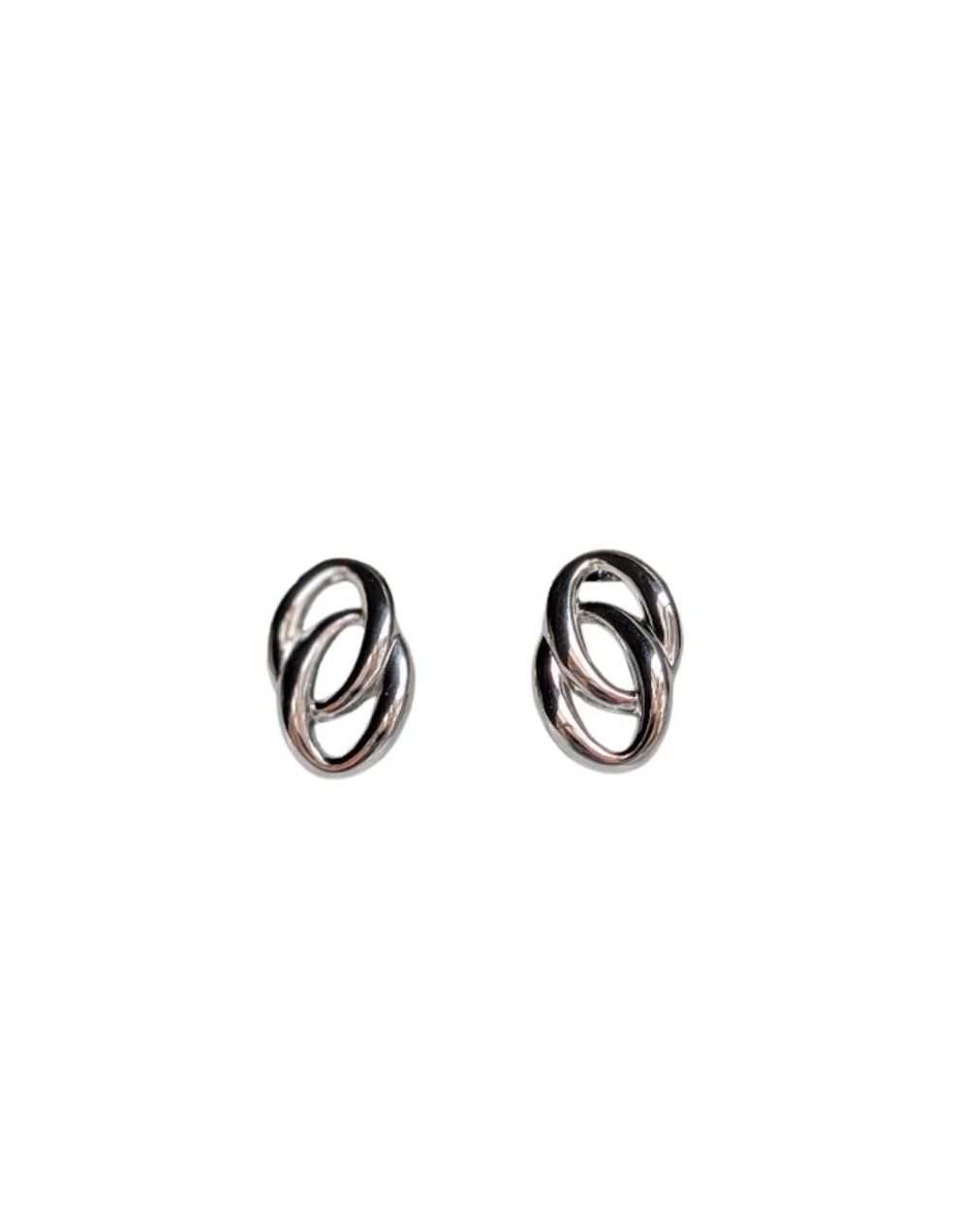 Aretes Ovalos Plateados Entrelazados