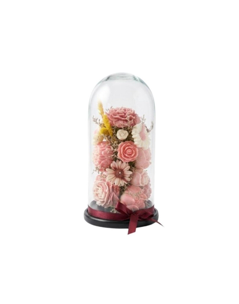 Cúpula Rosa – Velas florales bajo cúpula de cristal | Armonía'd