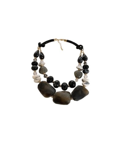 Collar Negro Doble Capa en Resina de Árbol Sagrado – Elegancia Artesanal Exclusiva