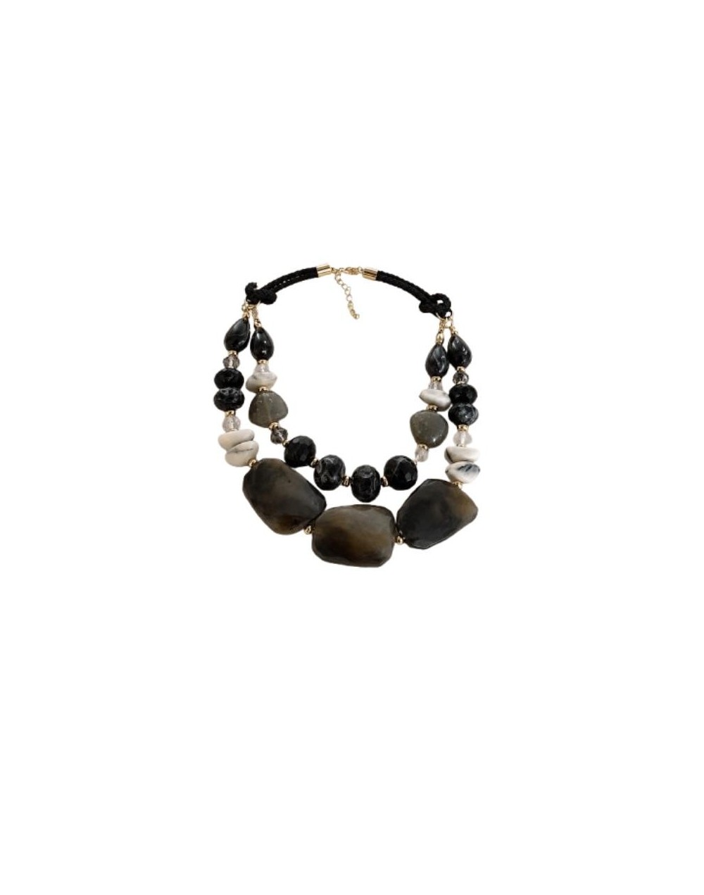 Collar Negro Doble Capa en Resina de Árbol Sagrado – Elegancia Artesanal Exclusiva