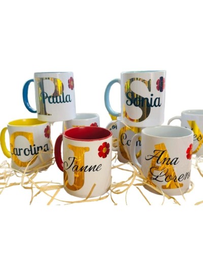 MUG Fondo color personalizado con vinilo + galletas 
