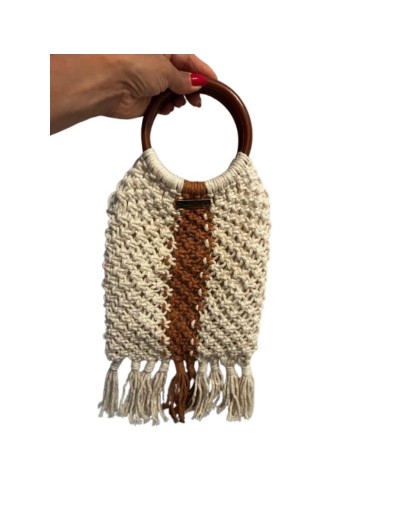 Bolso macrame con Aros de Madera
