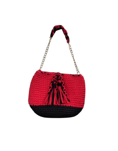 Bolso boho rojo en trapillo