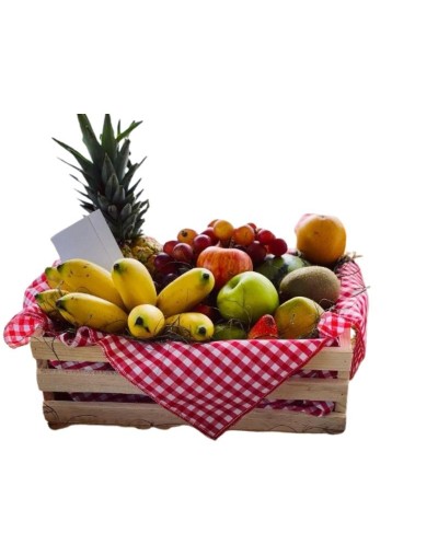 Ancheta de frutas con caja de alfajores