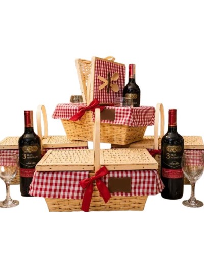 Canasta picnic de lujo con vino santa rita y 2 copas de cristal 