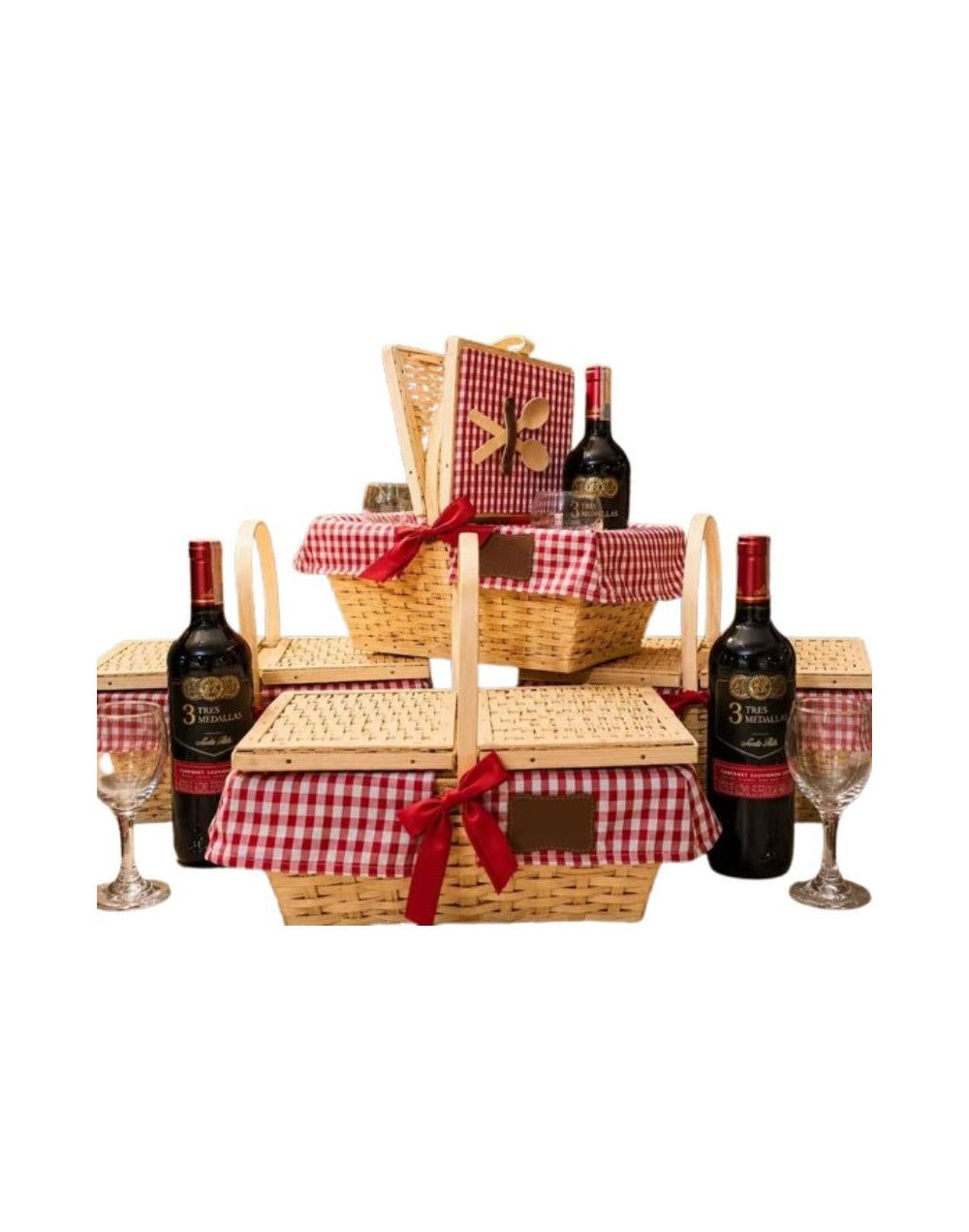 Canasta picnic de lujo con vino santa rita y 2 copas de cristal 