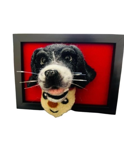 Retrato de mascota en tecnica felting needle