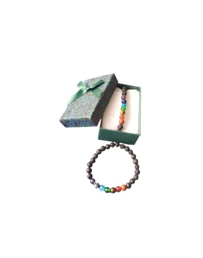 Pulsera 7 Chacras con Piedra Volcánica
