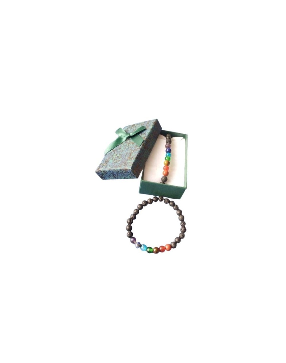 Pulsera 7 Chacras con Piedra Volcánica