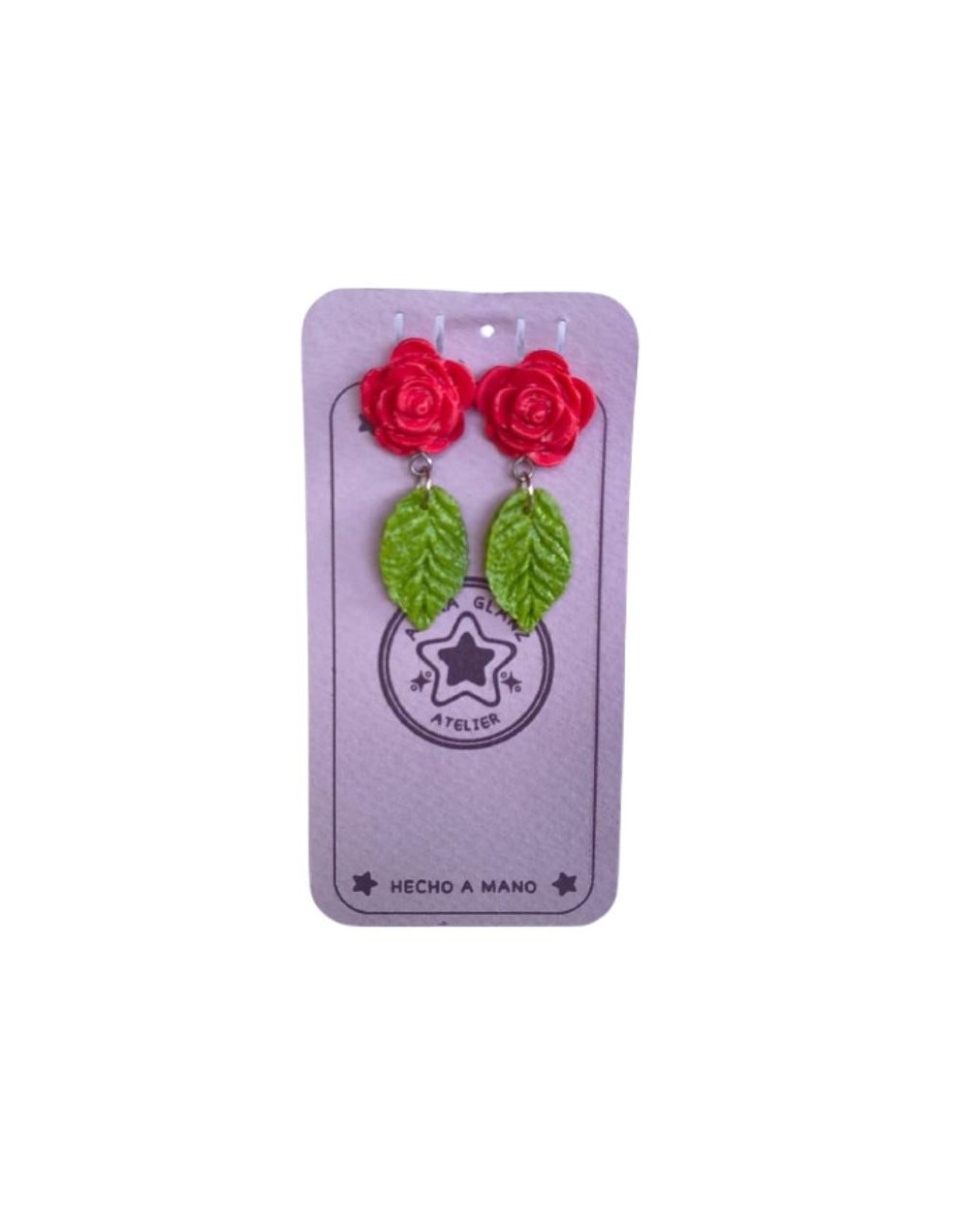 Aretes Rosa y Hoja