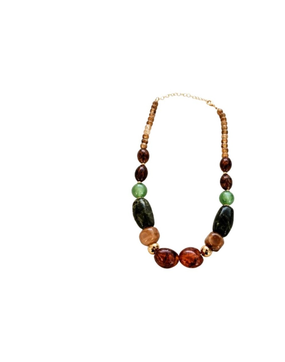 Collar Elaborado en Resina y Cuentas Ojo de Gato