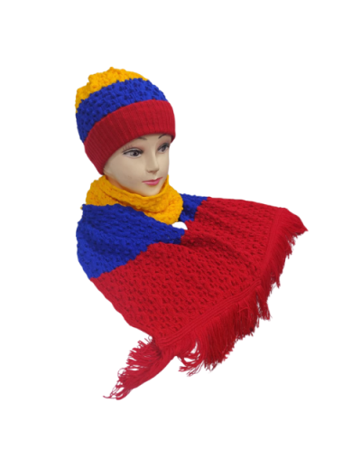 Poncho Tricolor Artesanal para Mujer | Tejido Colombiano | Tejidos Alcor