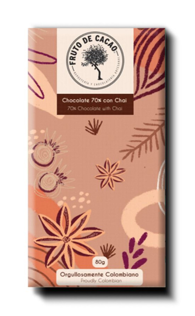 Barra de chocolate al 70% con chai 80g