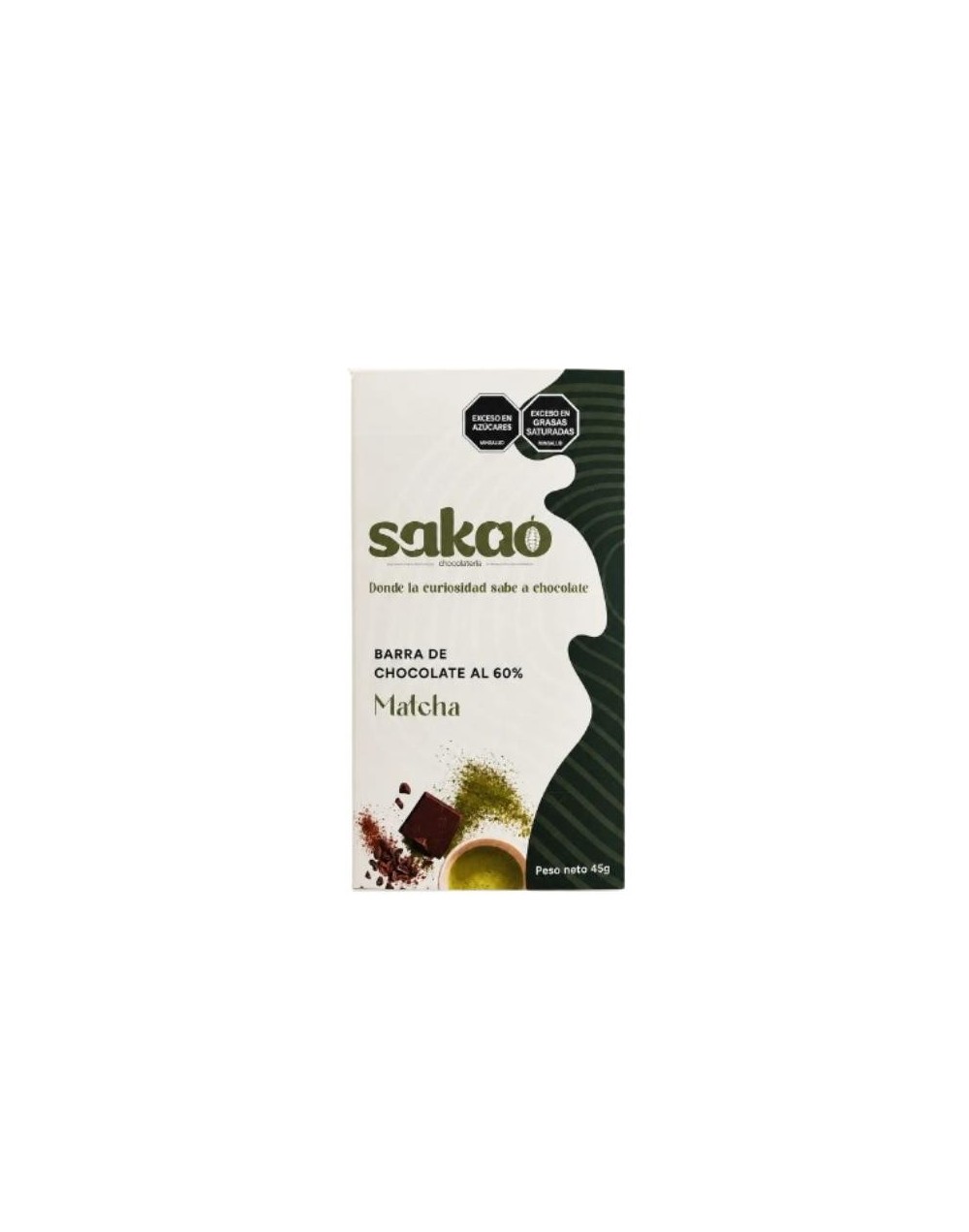 Barra de Chocolate 60% Cacao Matcha y Vainilla