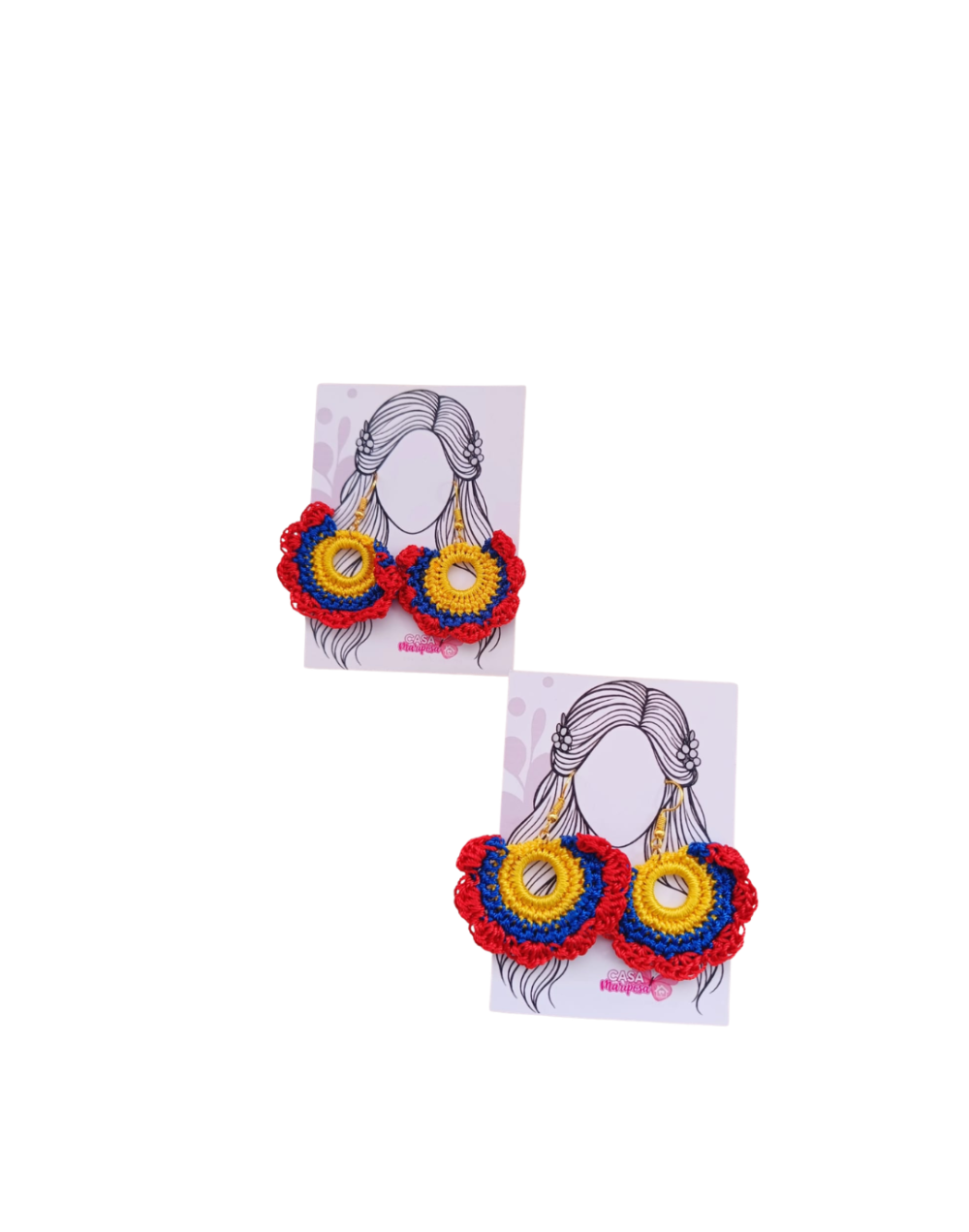 Aretes Artesanales Tejidos Tricolor Colombiano