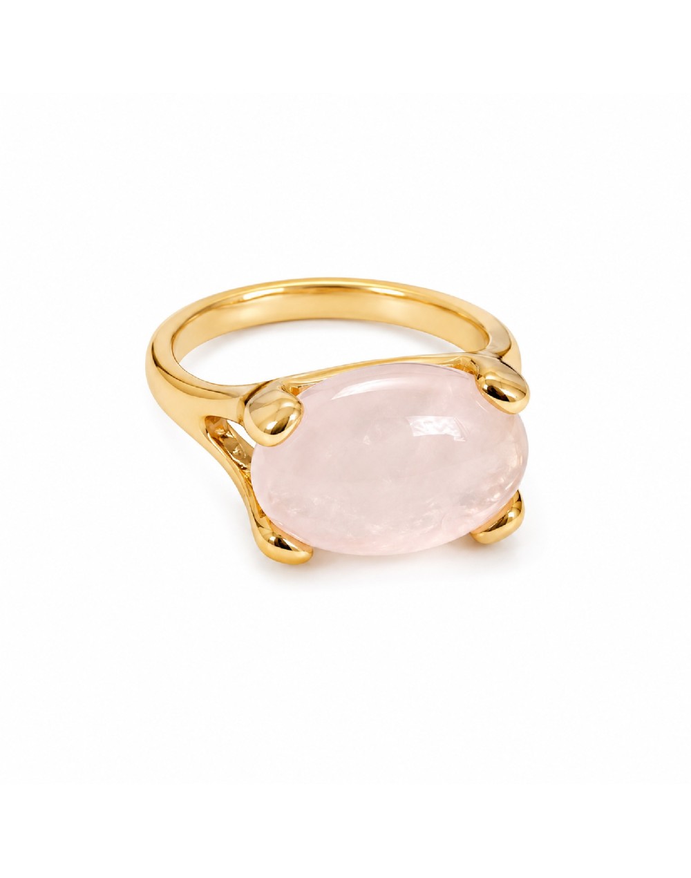 Anillo ovalo cuarzo rosa