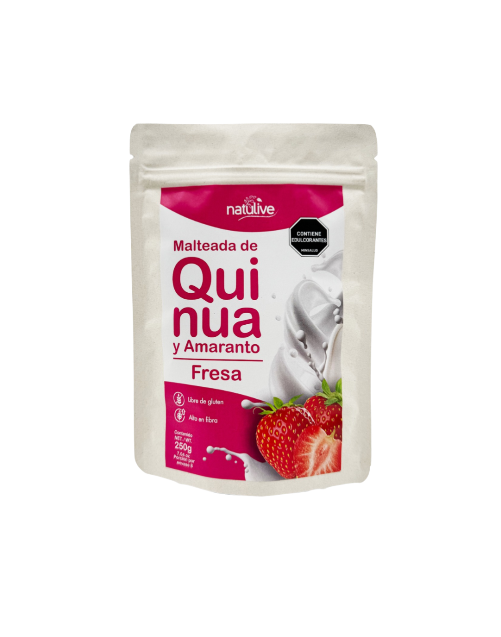 Malteada Quinua, Amaranto, Linaza sabor a Fresa x 250g