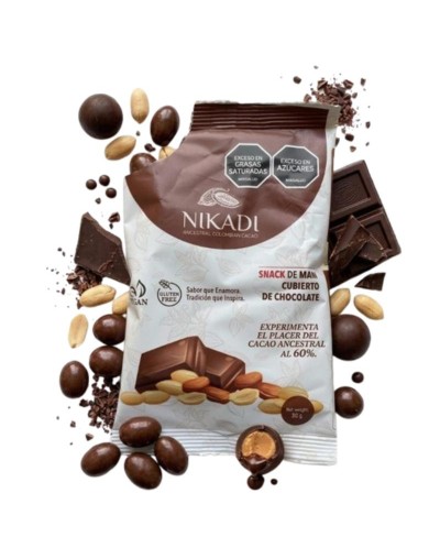 Snacks de Mani cubierto de cacao al 60%