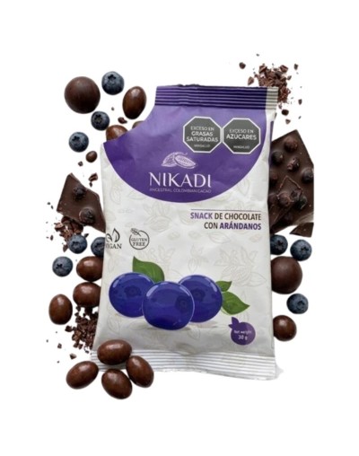 Snacks de arándanos cubiertos de Cacao al 50% 